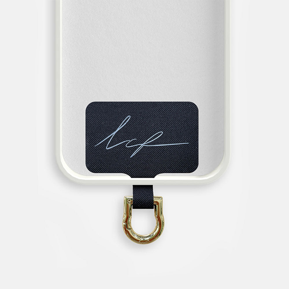 phone chain adaptor with black phone case insert and gold d ring