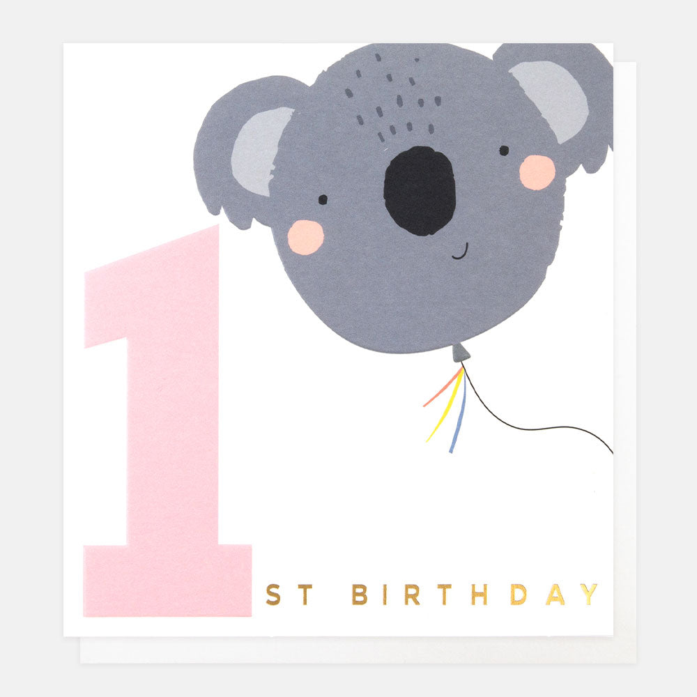 grey koala balloon 1st birthday card