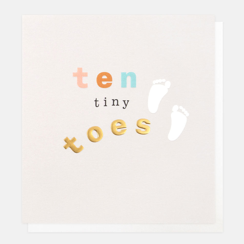 ten tiny toes silver embossed feet new baby card