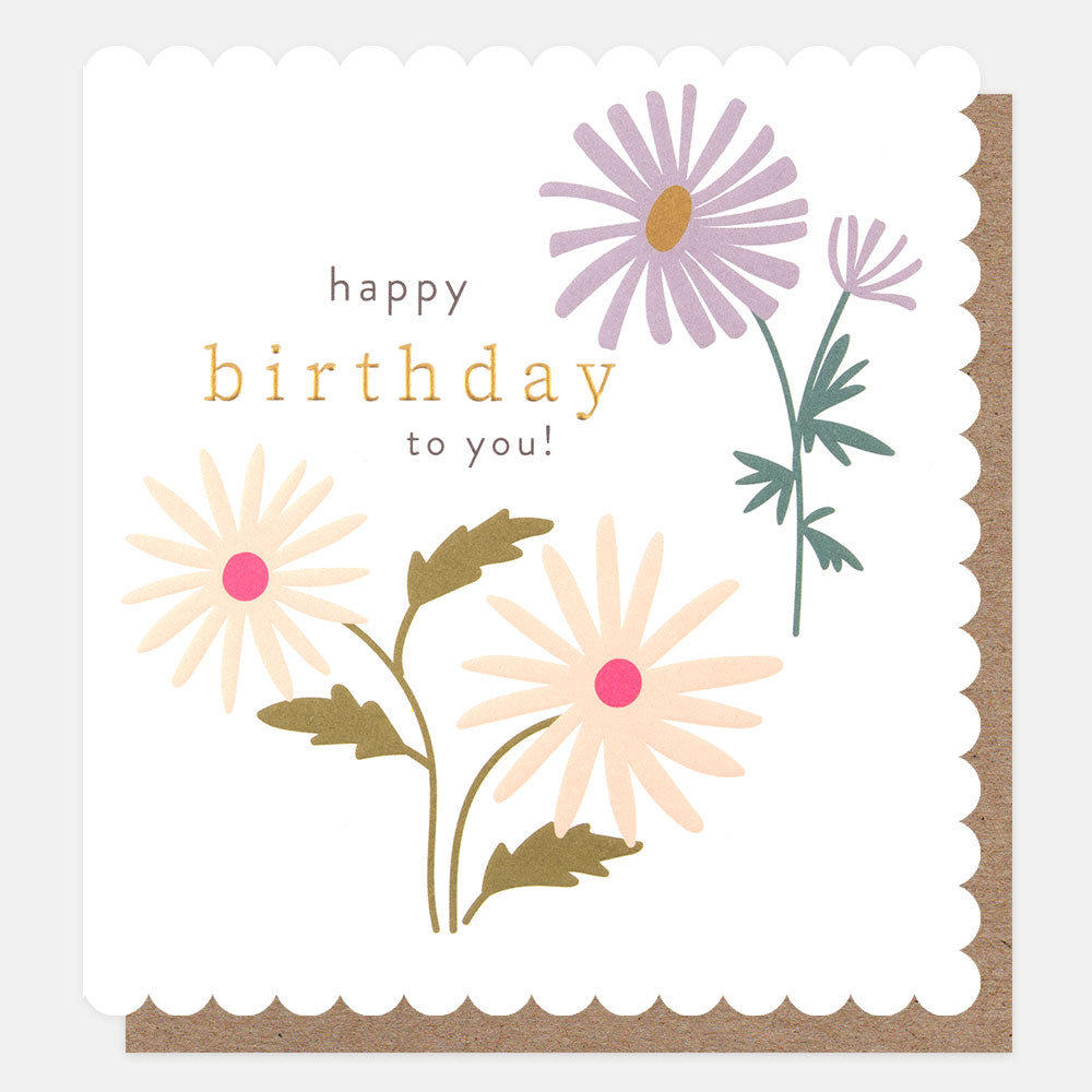 colourful flowers happy birthday to you card