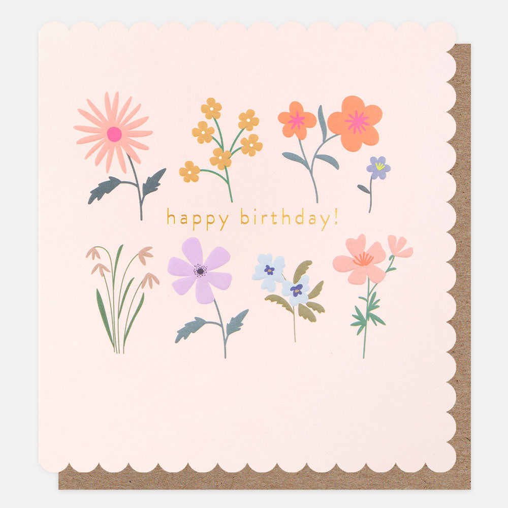 colourful flowers happy birthday card