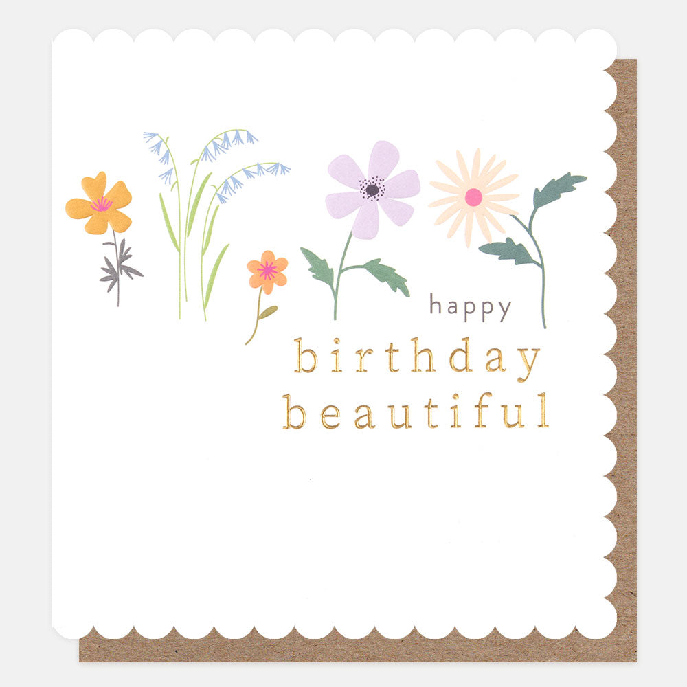 happy birthday beautiful meadow flowers card