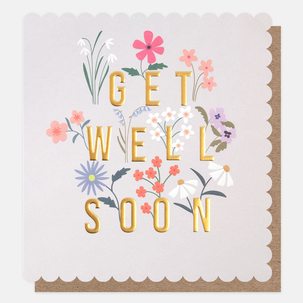 colourful flowers get well soon card