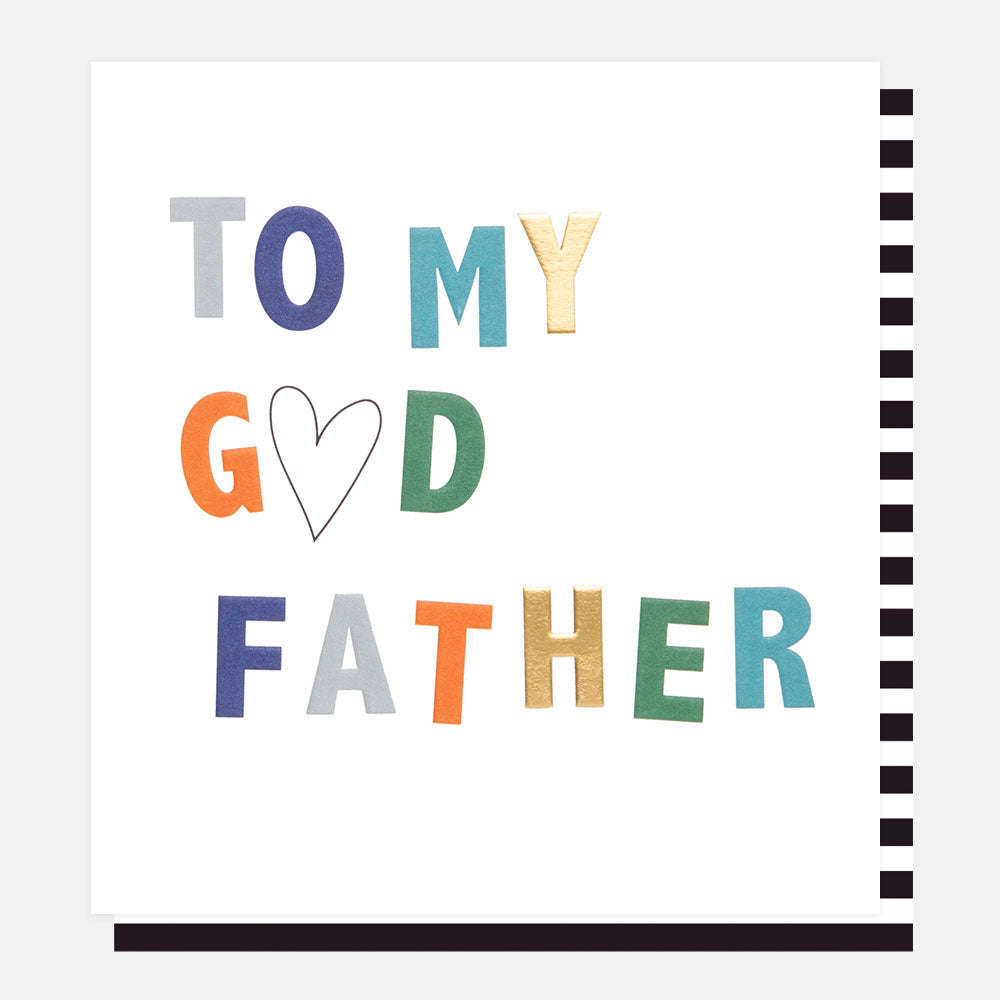 bold text 'to my god father' birthday card