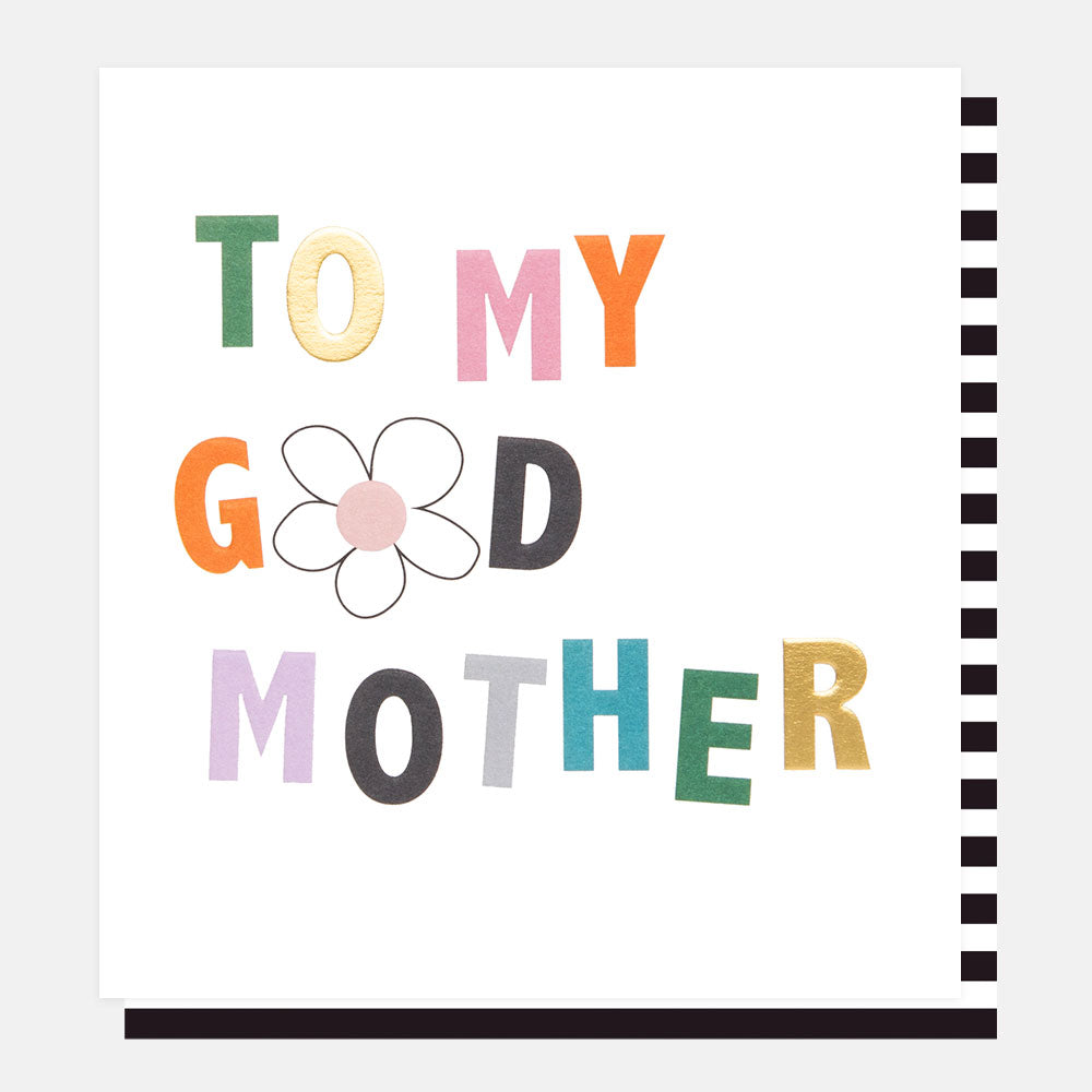 bold text and flower birthday card for godmother