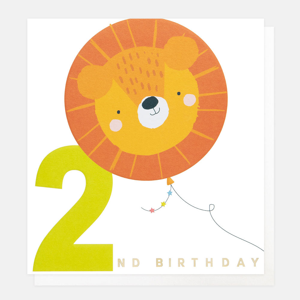 orange lion balloon 2nd birthday card