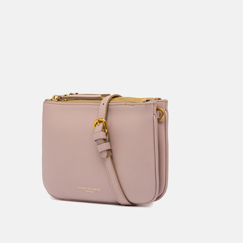 dusty pink leather Frida crossbody bag, made in Italy by Gianni Chiarini