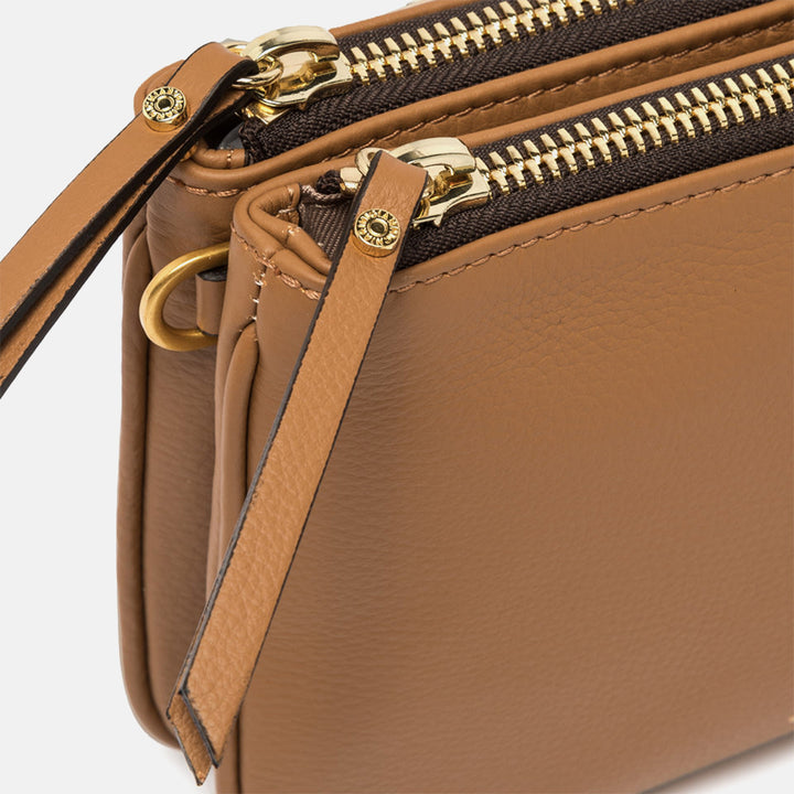 brown leather Frida crossbody bag, made in Italy by Gianni Chiarini