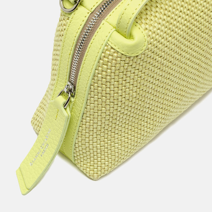 sunny yellow woven straw Alifa bag, made in Italy by Gianni Chiarini