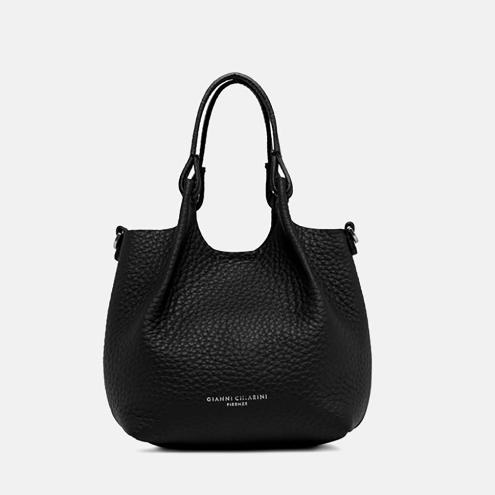 black leather dua tote bag, made in Italy by Gianni Chiarini