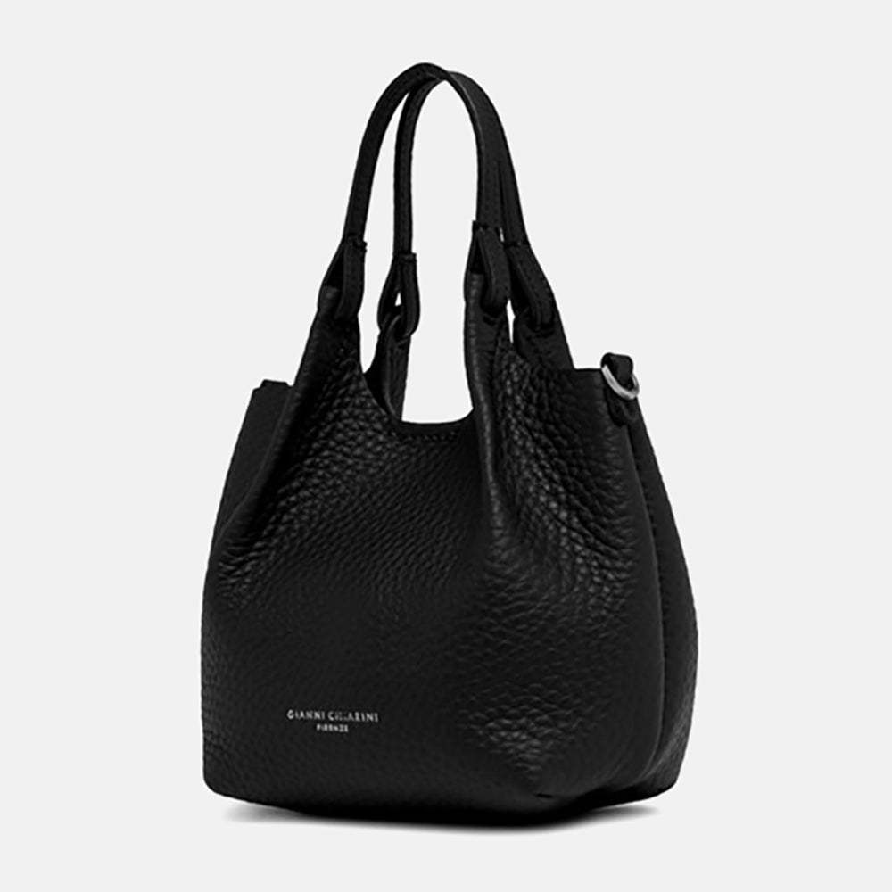 black leather dua tote bag, made in Italy by Gianni Chiarini