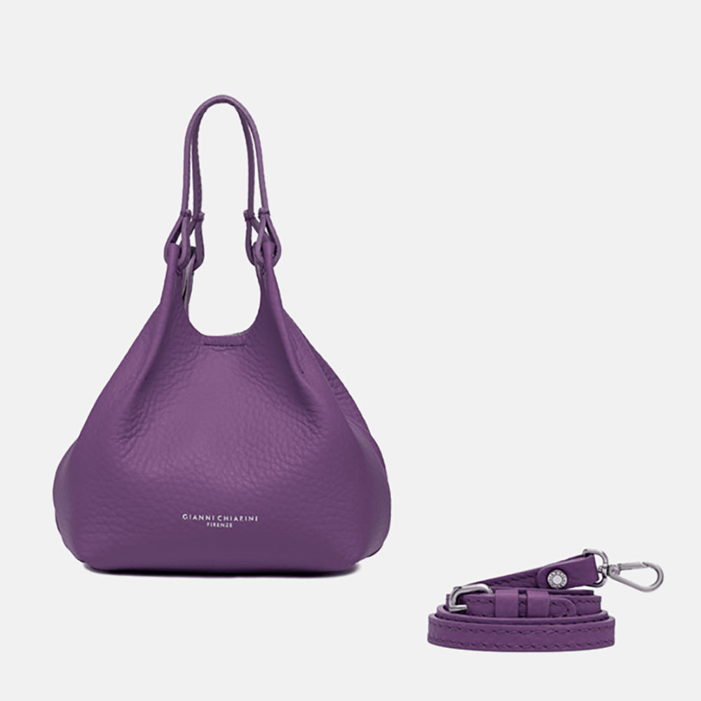 purple leather dua tote bag, made in Italy by Gianni Chiarini
