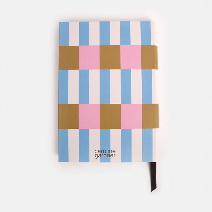 blue, pink & khaki Block Stripe Case Bound Notebook