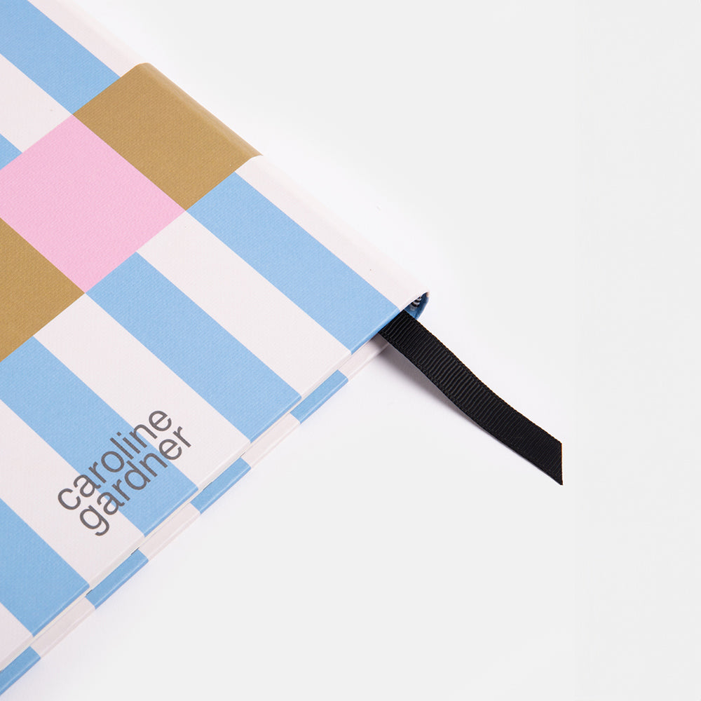blue, pink & khaki Block Stripe Case Bound Notebook