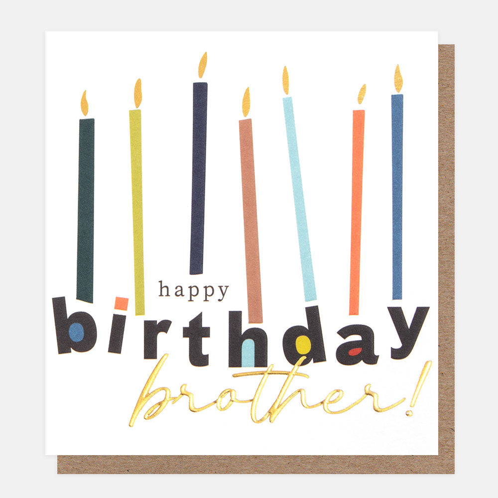 colourful candles happy birthday brother card