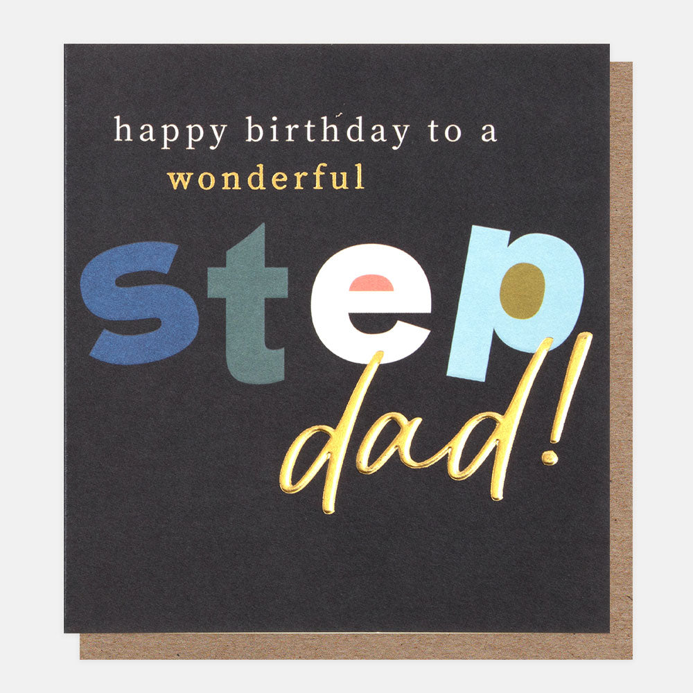 bold text 'happy birthday to a wonderful step dad' card