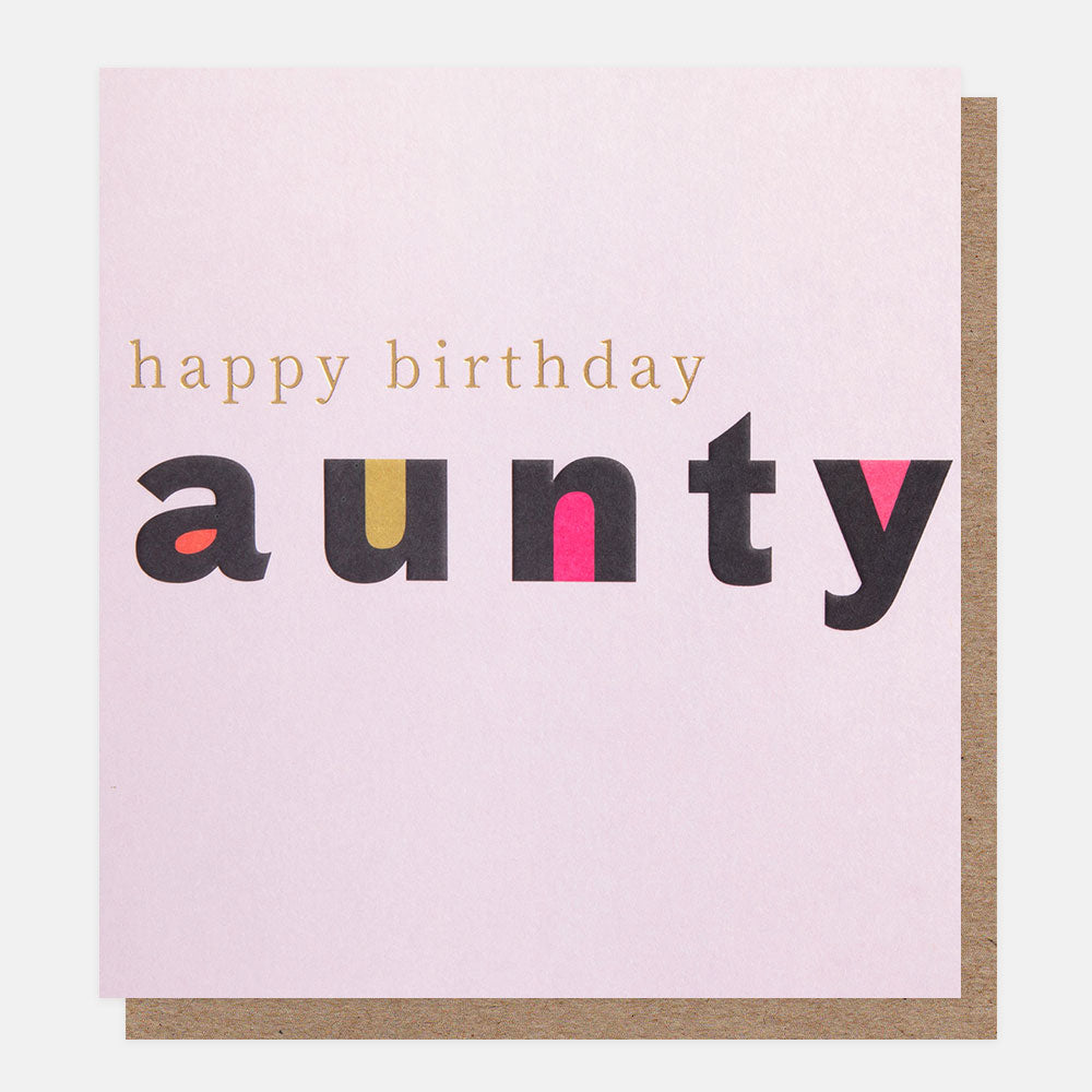 bold text on pink background happy birthday aunty card