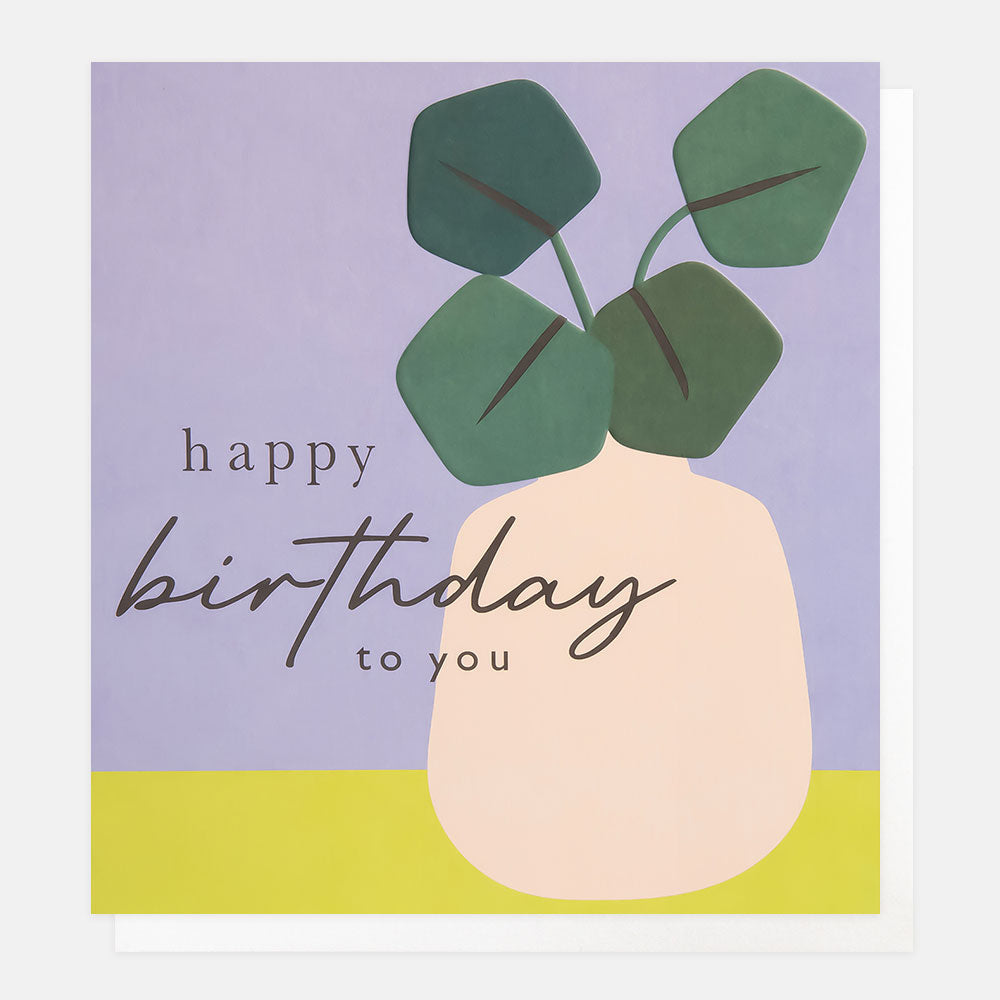 houseplant in a vase happy birthday to you card