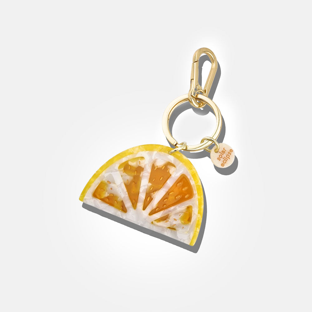 yellow lemon slice acetate bag charm or keyring