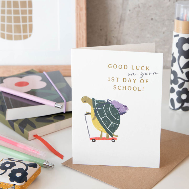 First Day Of School Tortoise Card