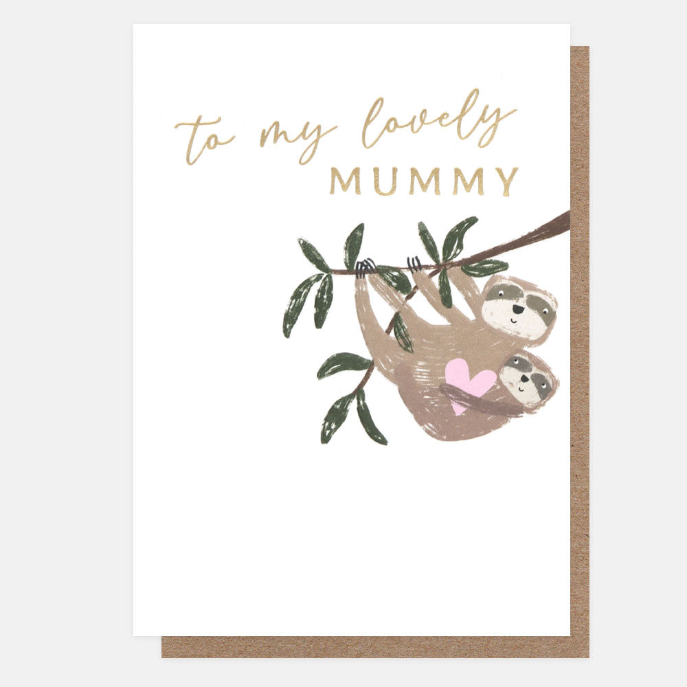to my lovely mummy sloths with love heart card for mother's day or birthday