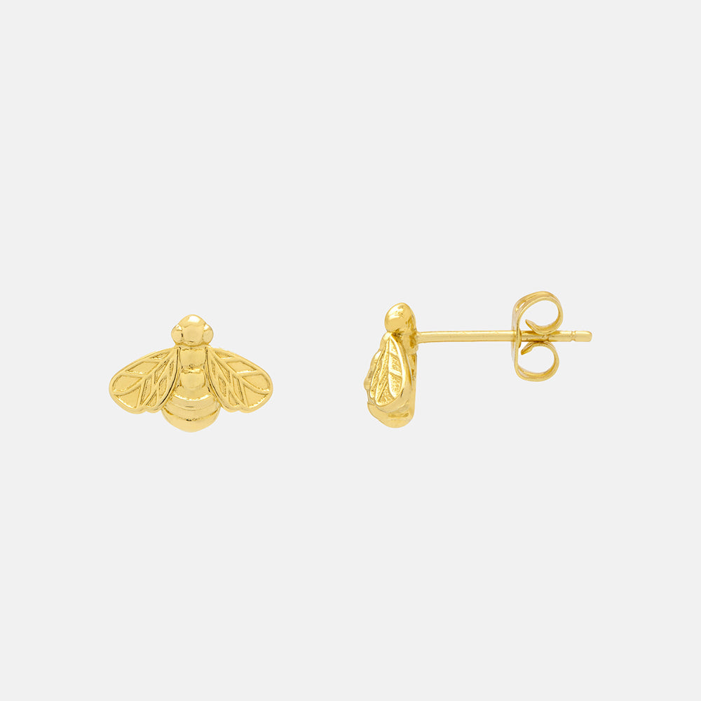 Gold Plated Bee Stud Earrings
