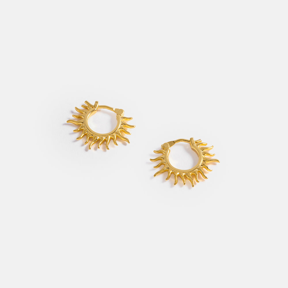 gold plated sunburst small hoop earrings by Estella Bartlett