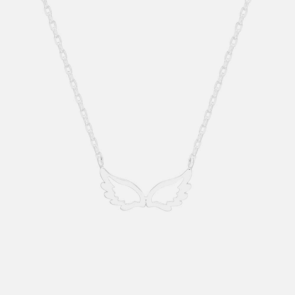 silver plated angel wings necklace