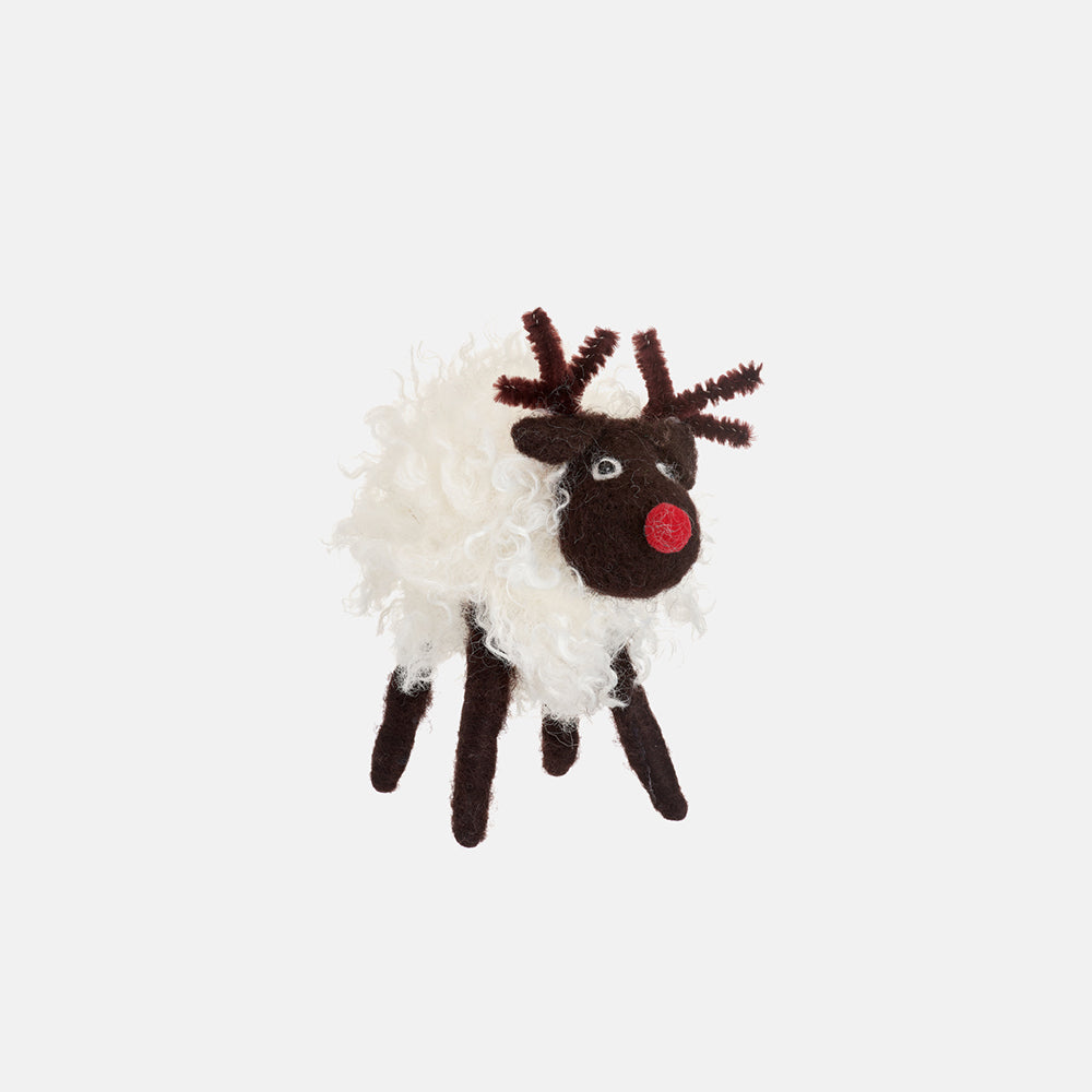 red nosed sheep felt christmas tree decoration