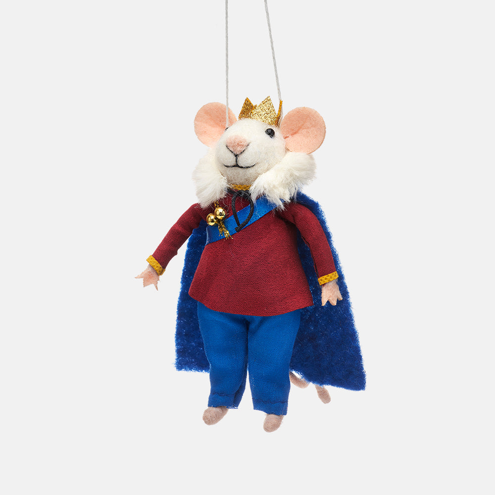 felt king mouse hanging Christmas tree decoration