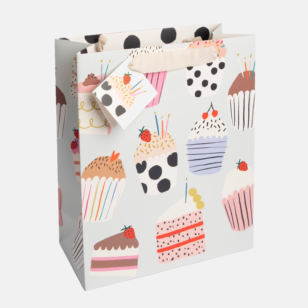 colourful cupcakes large gift bag with matching gift tag
