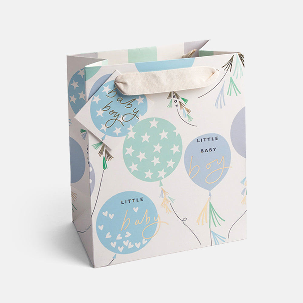 blue balloons new baby boy medium gift bag