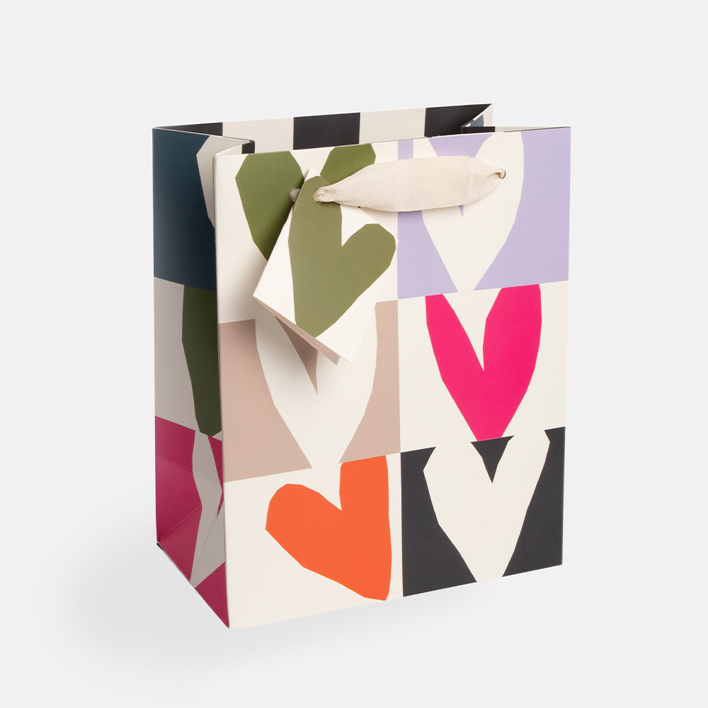 Multi Checkmate Heart Medium Gift Bag