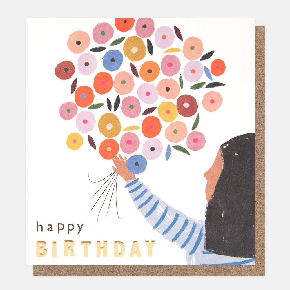colourful flower bouquet happy birthday card