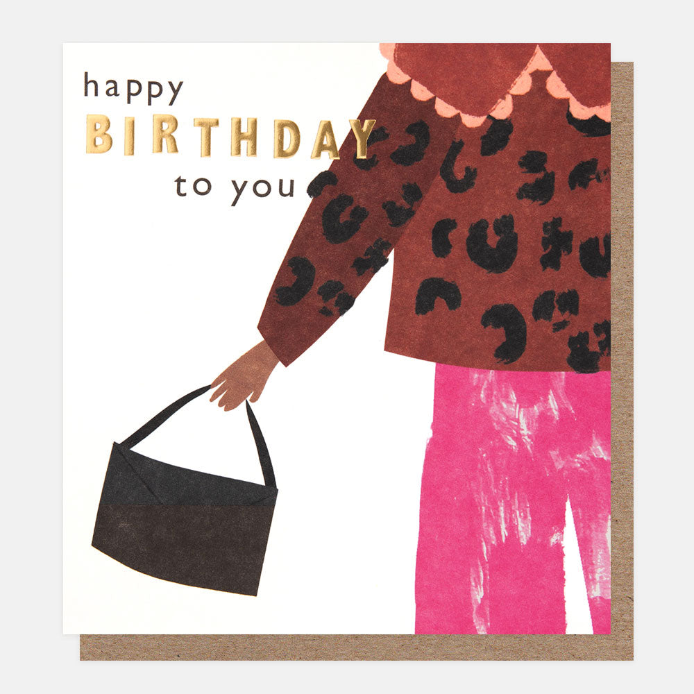 leopard print & pink happy birthday to you card