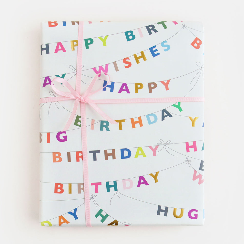 Birthday Bunting Wrapping Paper Set of 2 Sheets