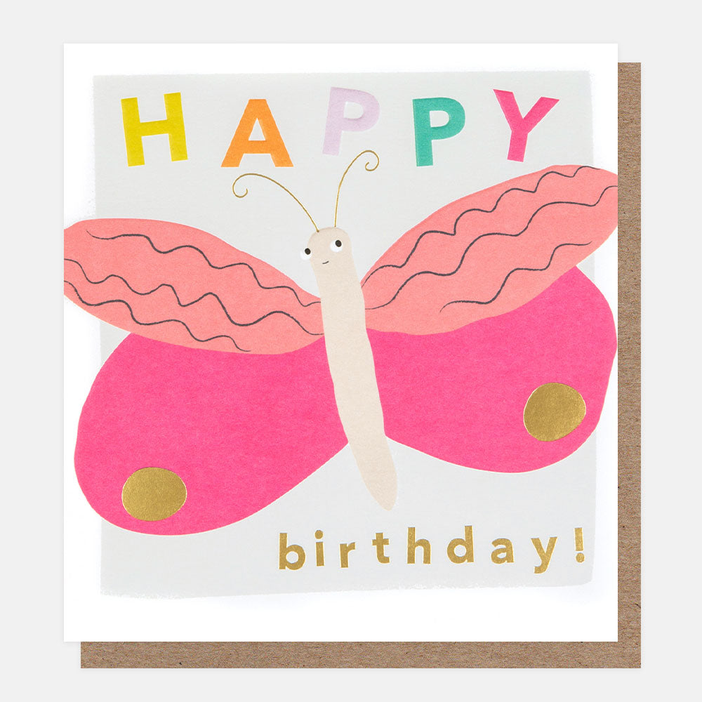 happy birthday pink butterfly birthday card