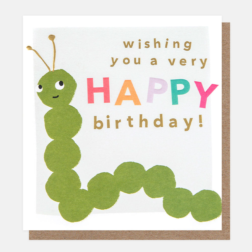 wishing you a very happy birthday green caterpillar birthday card