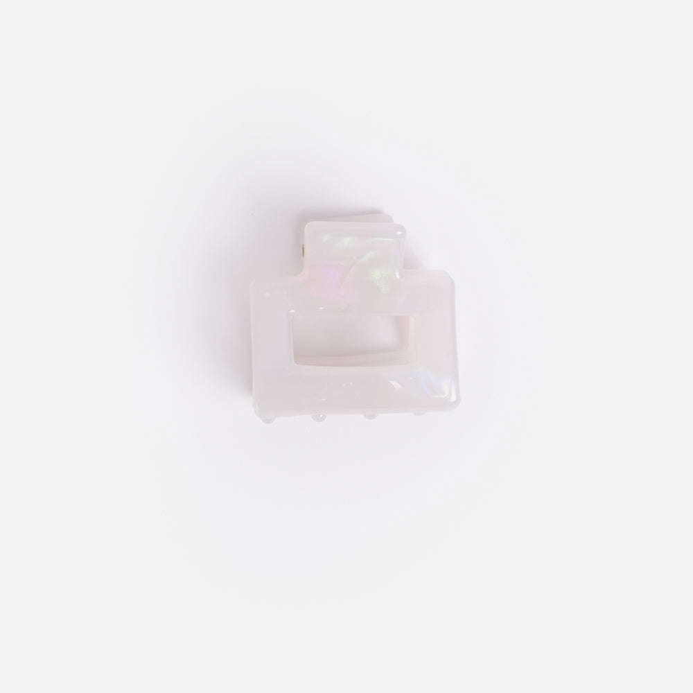 white pearlescent acetate Mini Square Hair Claw