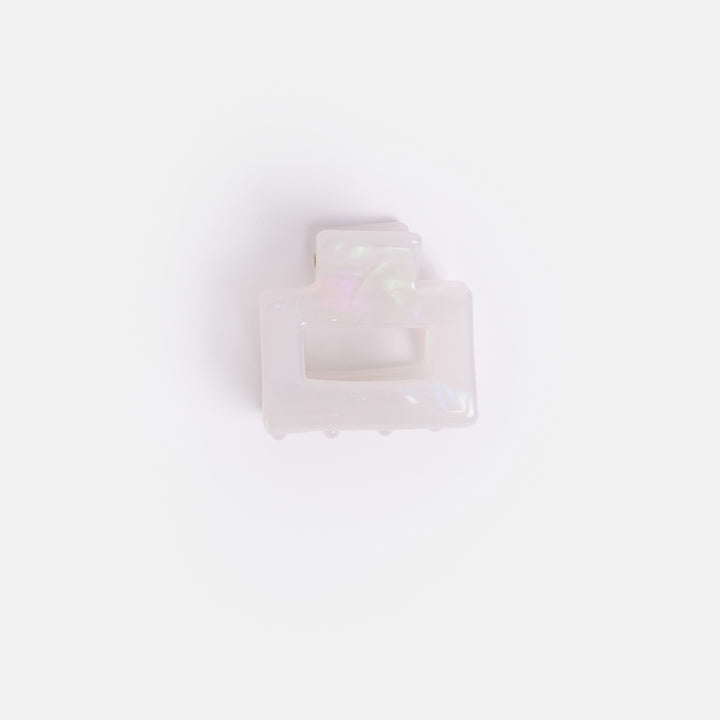 white pearlescent acetate Mini Square Hair Claw