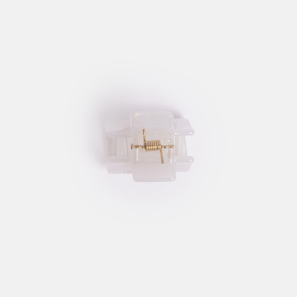 white pearlescent acetate Mini Square Hair Claw