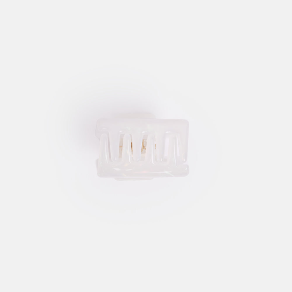 white pearlescent acetate Mini Square Hair Claw