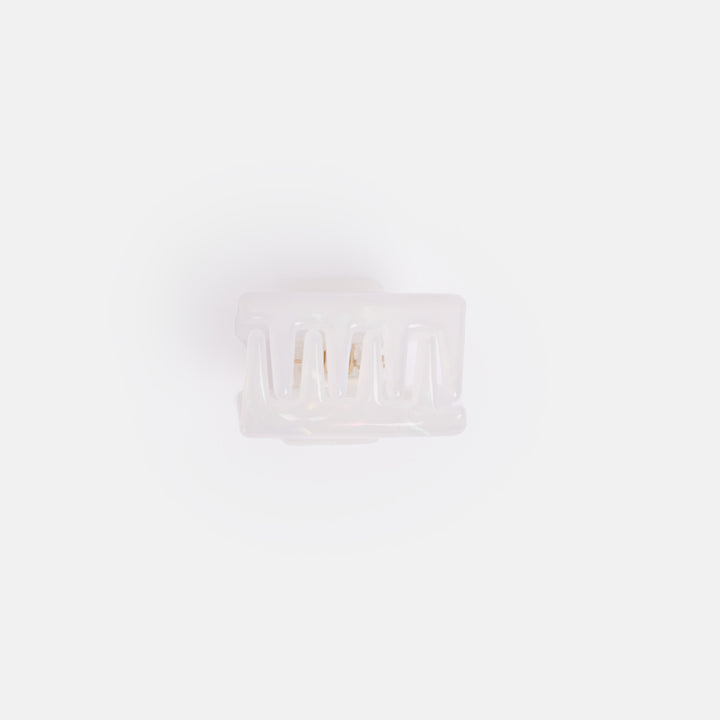 white pearlescent acetate Mini Square Hair Claw
