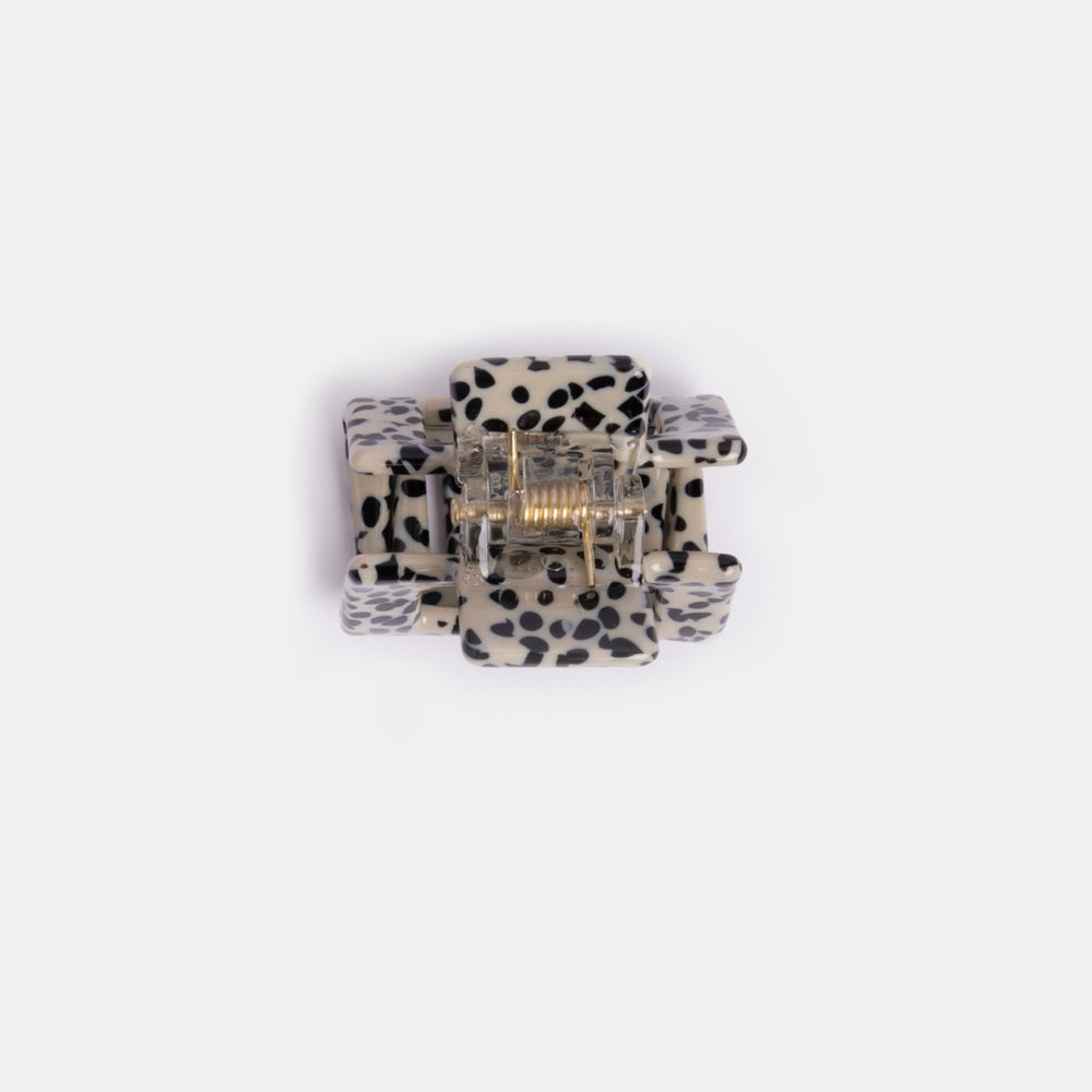 Cream/Black Speckled acetate square Hair Claw
