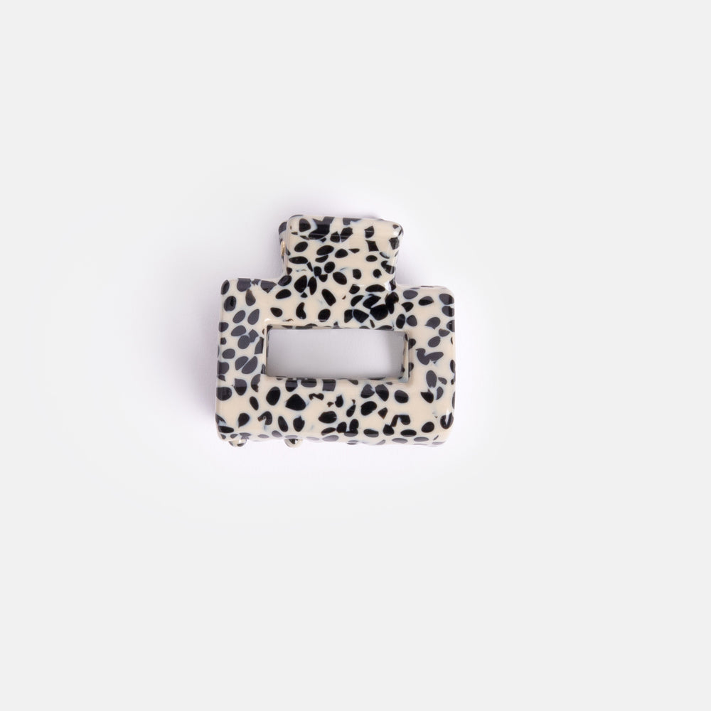 Cream/Black Speckled acetate square Hair Claw