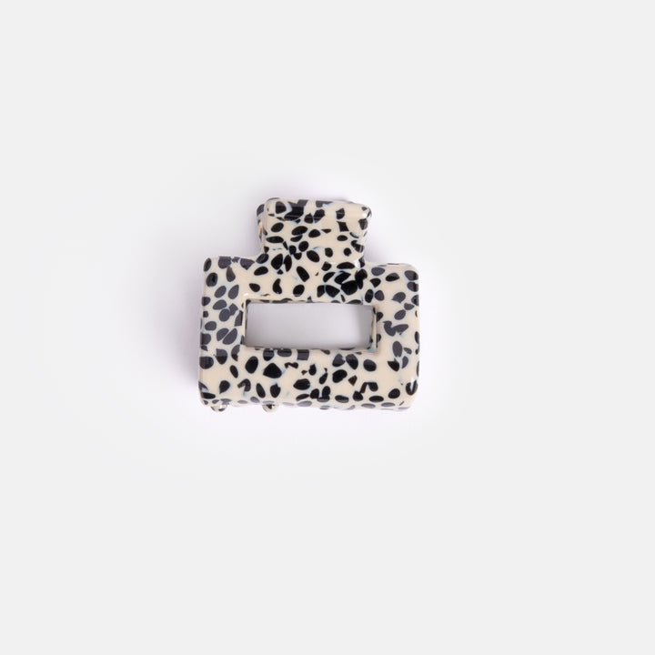Cream/Black Speckled acetate square Hair Claw