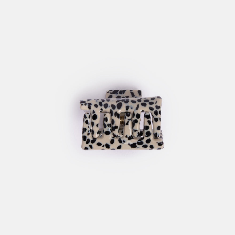 Cream/Black Speckled acetate square Hair Claw