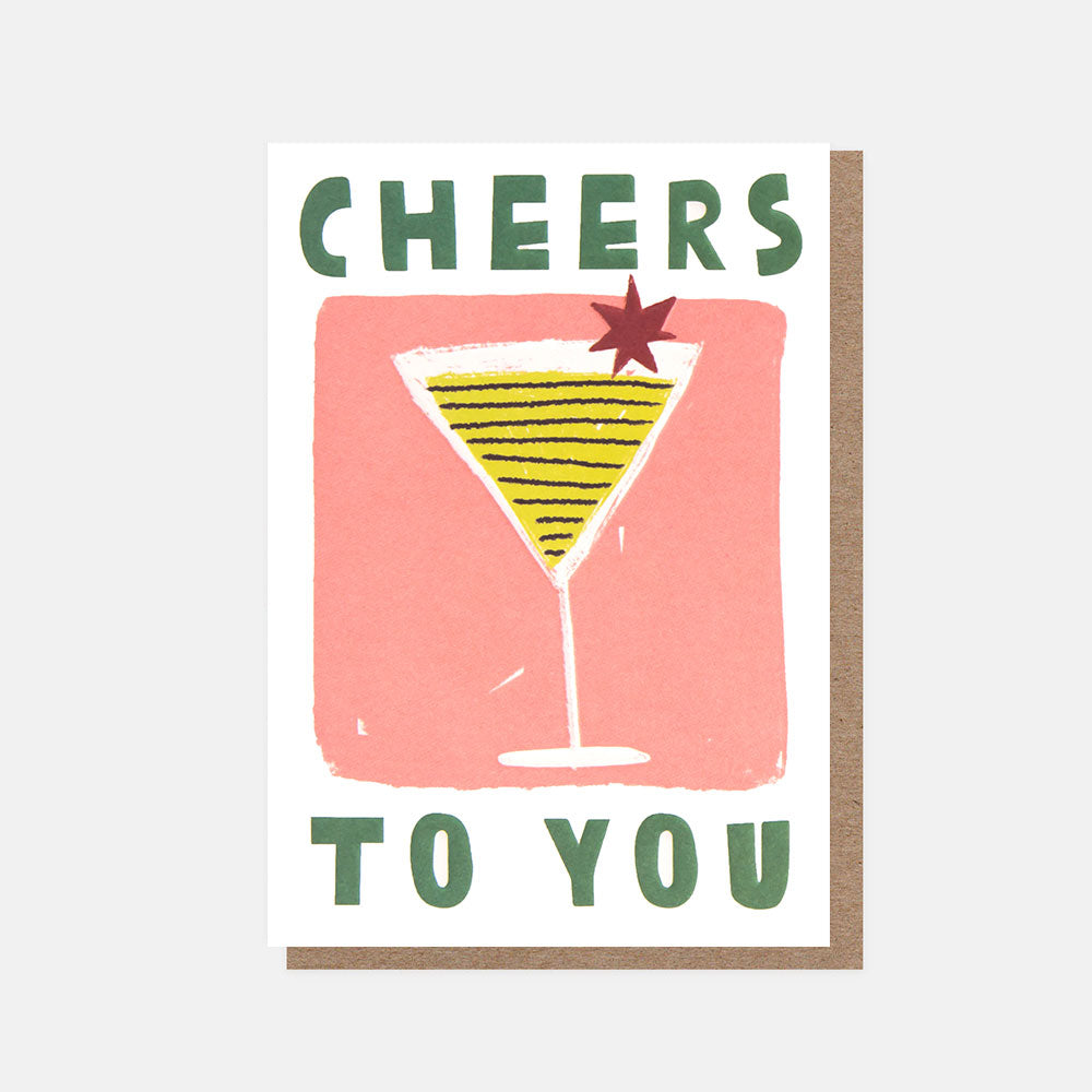 cocktail glass cheers to you card for birthday, congratulations, or just because.