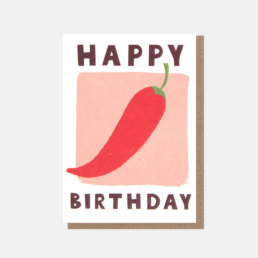 red chilli pepper happy birthday card