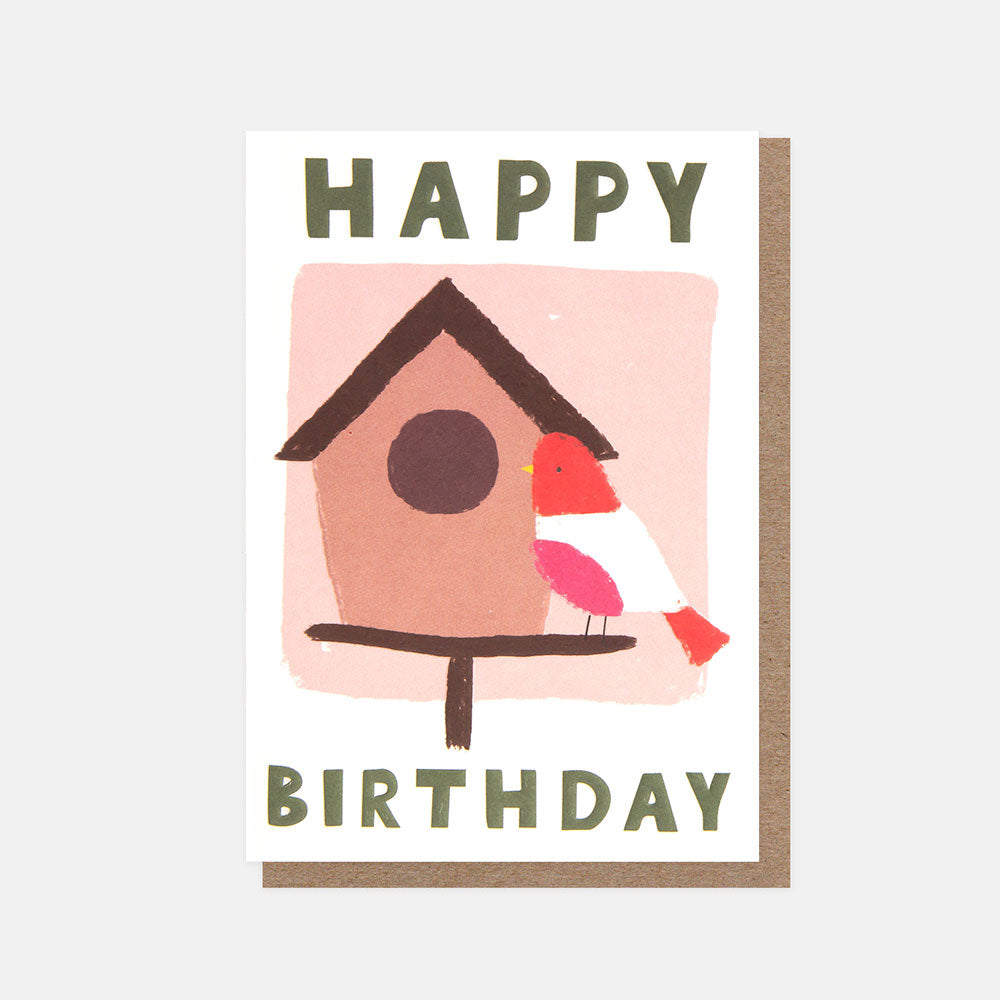 bird & bird box happy birthday card